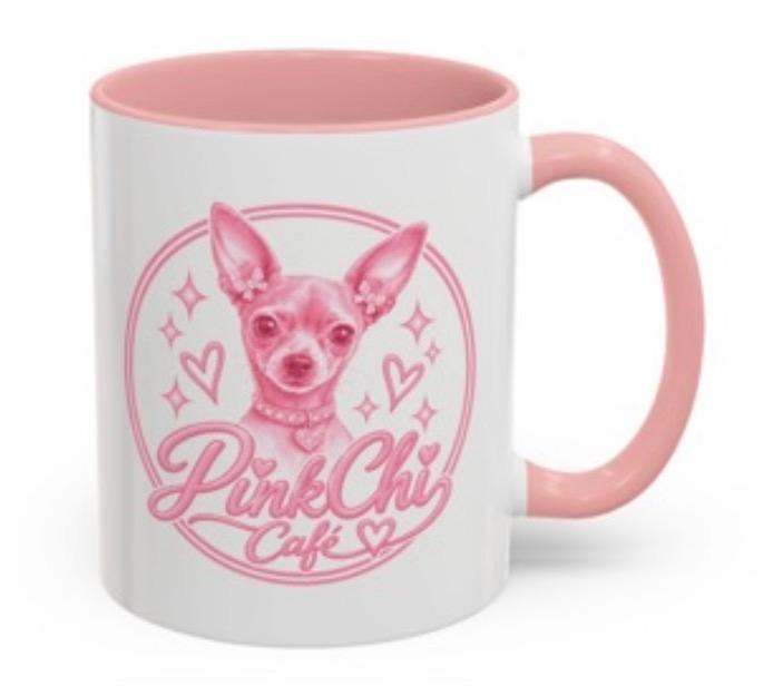 Pink Chi Café mug with a pink handle